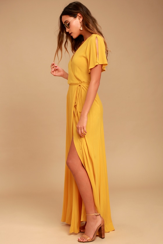 Lovely Golden Yellow Dress - Wrap Dress ...